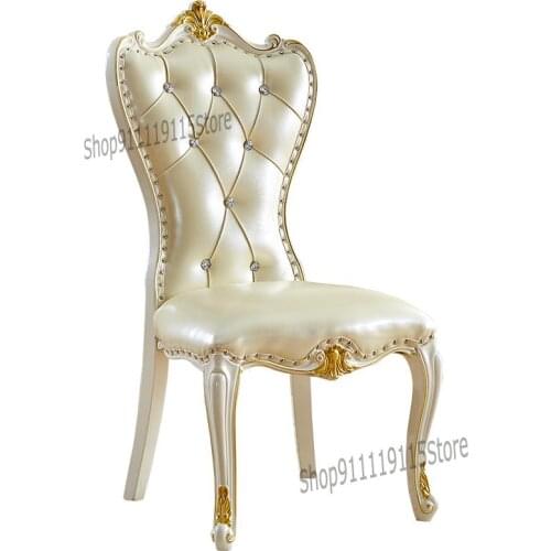 Customized European Dining Chair, Solid Wood Chair, Carved Back Chair, Soft Bag, American Leisure Chair, Book Chair, Stool Furni