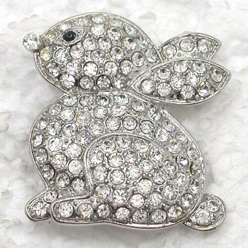 Bunny Rabbit brooch Clear Rhinestone Pin brooches C745 A