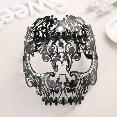 Metal Filigree Halloween Skull Rhinestone Mask Venetian Costume Masquerade Tiger Head Makeup Masks