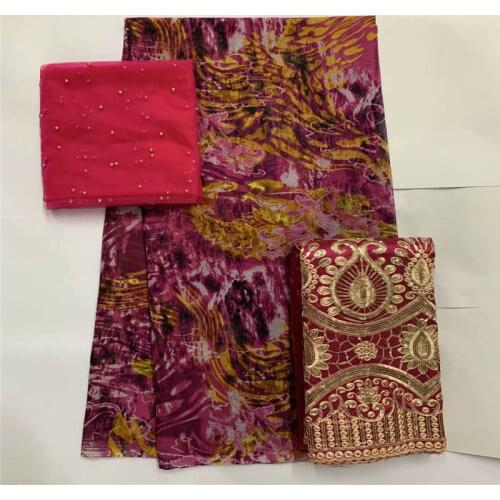 Fashion Desion High Quality Cotton Embroidery 3 Piece Set Lace Fabric For Womens Dress Textile Material 2+5+2 Yards!LXF99158