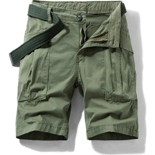 Men 2021 Summer New Premium Stretch Twill Cotton Cargo Shorts Men Casual Fashion Solid Classic Pockets Shorts Male 28-36 Plus