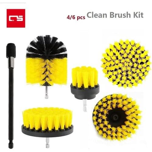 Drill Brush Kit Power Scrubber Cleaning Brush Tool with Extension Rod for Car Glass Tiles Sinks Bathtub Kitchen Surface Cleaner
