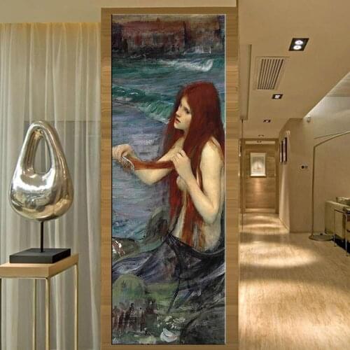 Wall Prints Painting Home Decor William Waterhouse The Mermaid Portrait Modular Picture Canvas Art Poster For Living Room