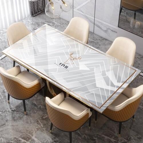 New Arrive Geometric Marble Elk PVC Waterproof Table Cloth Oil Table Cover Glass Soft Cloth Dining Table Mat Home Protection