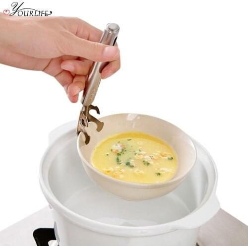OYOURLIFE 1pc Kitchen Multifunction Stainless Steel Plate Dish Clips Non-Slip Anti-Scald Handheld Bowl Pot Clamps Cooking Tools
