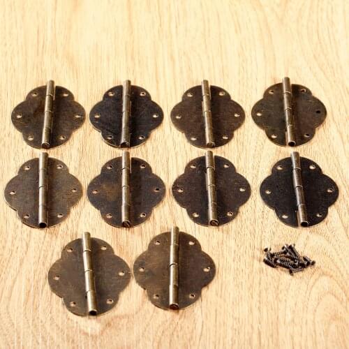 10Pcs Decorative Hinges Antique Bronze Cabinet Hinges Door Butt Hinge For Wood Box Furniture Fittings With Screws 46/56mm