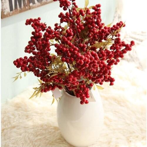 ROSE QUEEN Mini Berry Handmake Artificial Flower Bouquet Christmas Red Berries Wedding Decoration DIY Gift Scrapbooking Craft Fa