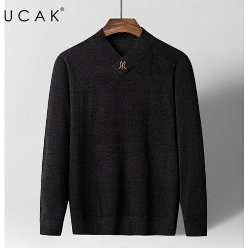 UCAK Brand V-Neck Sweaters MenS Clothing Winter New Arrival Winter Streetwear Sweater Men Clothes Pullover Pull Homme U1186