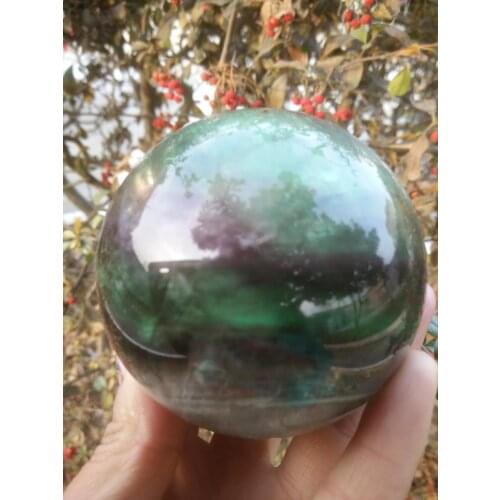 High quality of the rare natural quartz crystal green and purple stripes fluorite ball to heal