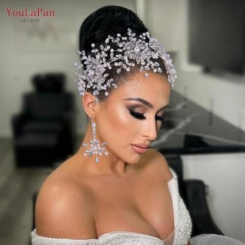 YouLaPan HP389 Trendy Pearl Headband Rhinestone Bridal Hair Tiara Pageant Party Crown Jewelry Hair Ornaments Wedding Accessories