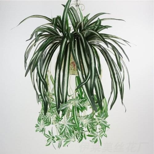 Green Artificial Chlorophytum Comosum Faux Green Home Garden Artificial Silk Plant Fake Flower Leave Wedding Party Decorations