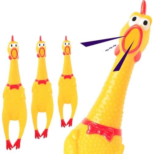 Yellow Rubber Chicken Screaming Rooster Toys Puppy Toys Pet Gadgets funny products Shrilling Decompression Tool Funny Chew E