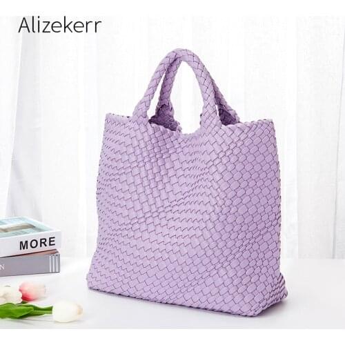Ladies Large Capacity A4 Woven Tote Bag 2021 New Elegant Korean Oversize Soft Purse And Handbag Casual Shoulder Bag High quality