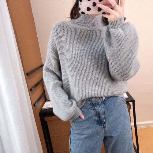 Women sweaters Pullover Turtleneck 2020 fashion autumn clothes lantern sleeve loose wear sweaters Woman clothing LXJ2018