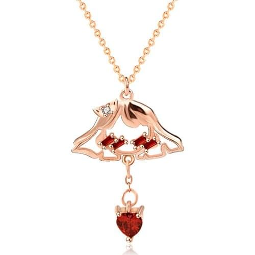 JQUEEN 925 Sterling Silver Shy Girl Zircon Pendant Necklace Clavicle Chain with Zircon Women Necklace