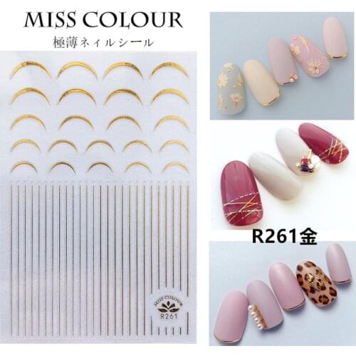 1pcs Geometric Patterns 3D Nail Sticker Decals Adhesive Moon Star Gold Stripes Wave Line Manicure DIY Nail Art Decoration