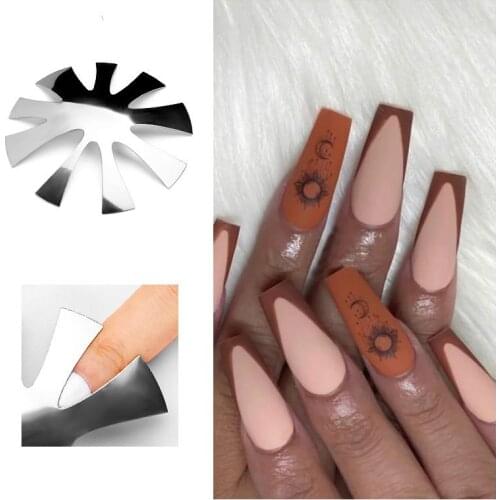 1PC 9 Sizes Easy French Smile Cut V Line Almond shape Tips Manicure Edge Trimmer Nail Cutter Acrylic Pink White French Nails