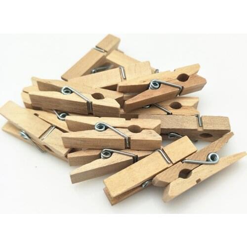 10PC Hot Wholesale Very Small size 35mm Mini Natural Wooden Clips For Photo Clips Clothespin Craft Decoration Clips Pegs BB5537