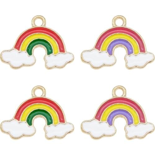 10pcs Enamel Rainbow pendant Colorful Jewelry Making DIY Princess Party Jewelry Charms For Bracelet Earrings Cute Gift DIY Mixed