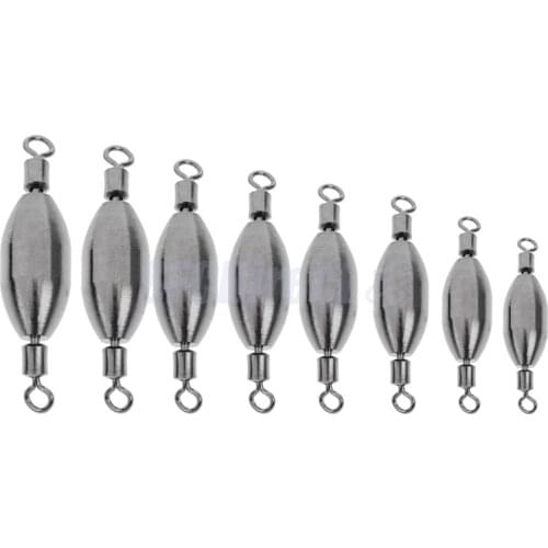 10Pcs/lot Copper Quick Sinking Sinker Fishing Swivels Rolling Barrel Swivels Counterweight Connector - 8 Size