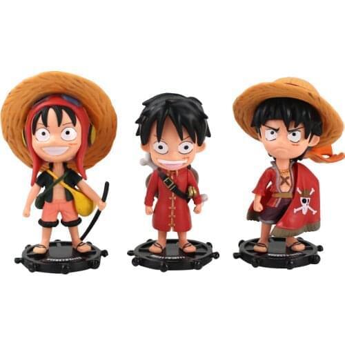 3pcs/lot Luffy Figure Toy Monkey D Luffy Straw Hat Pirates Captain Anime Model Dolls