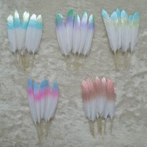 30Pcs/Lot!10-15cm Painting Tipped White Goose Feathers,5Colour for Choice,Wedding Decorations,Loose,Trimmings,Crafts,Millinery