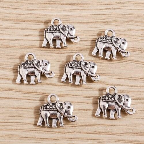 30pcs 14*12mm Alloy Charms Elephant Tibetan Silver Color Pendants Antique Jewelry Making Necklaces Earrings DIY Handmade Crafts