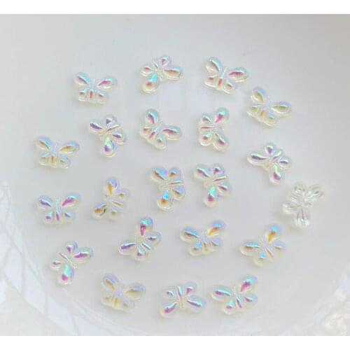 30PCS 6*9MM Transparent crystal Rhinestone butterfly shaped Rhinestone wedding party nail decoration jewelry DIY accessories