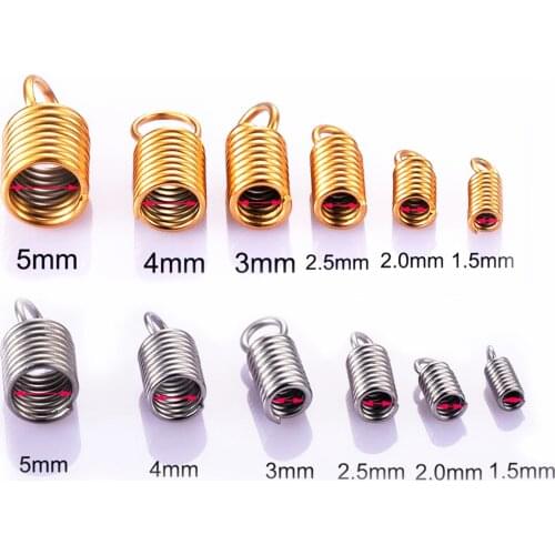 50pcs Stainless Steel Cord Ends Cord Coil Spring End Fasteners Leather Cord Terminators Necklace Clasp Jewelry Findings 6 Size
