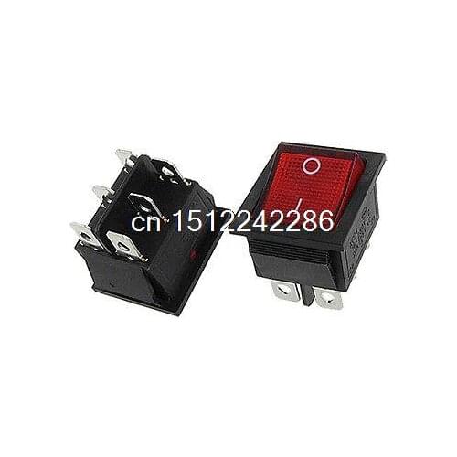 AC 16A/250V 20A/125V 6 pin Red Light Illuminated DPDT ON/off Boat Rocker Switch