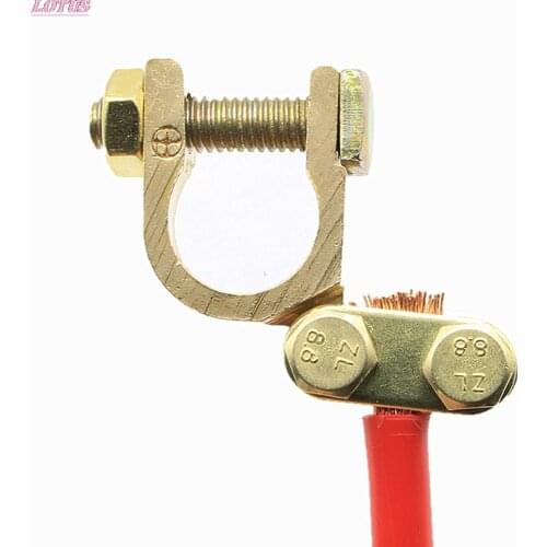 Car Battery Terminals Clamps Pair Screw Connection Positive&Negative Brass Cables Connectors Accessories 2PCS