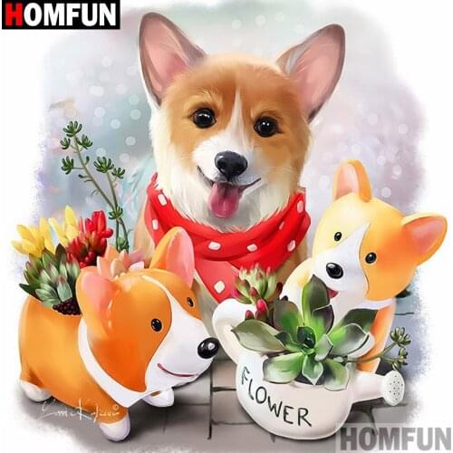Homfun Full Square/Round Drill 5D DIY Diamond Painting "Cartoon dog flower" 3D Embroidery Cross Stitch Home Decor Gift A12252