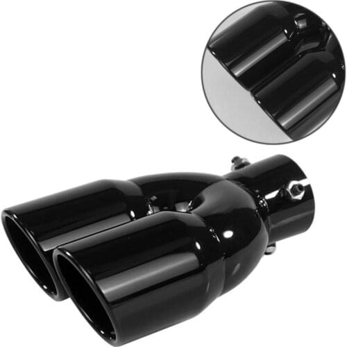 Car Universal Stainless Steel Tail Throat Car Exhaust Muffler 73-76MM Oblique Port Double Outlet Exhaust Tail Nozzle