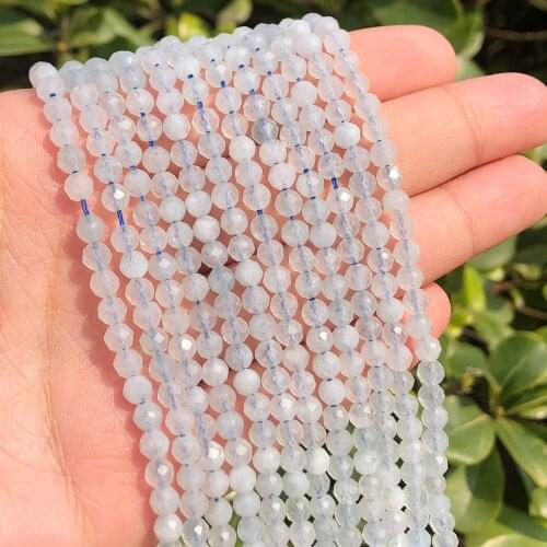 Wholesale Faceted 2/3/4mm Natural Stone Beads Blue Aquamarines Gem Beads For Jewelry Making Beadwork DIY Bracelet necklace
