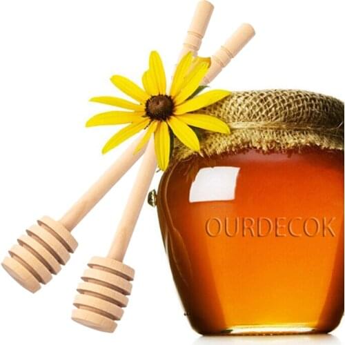 Wooden Honey Dripper Stick Server Jams Syrup Drizzler Stirring Rod Kitchen Gadgets Long Handle Spiral Mixing Sticks Honey Tools