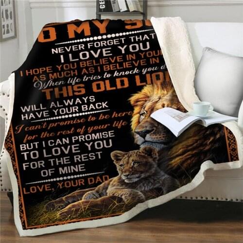 Custom Express Love TO My Son animal lion printed Blankets bedclothes Sherpa Blanket on Bed sofa quilt Home Textiles nap Blanket