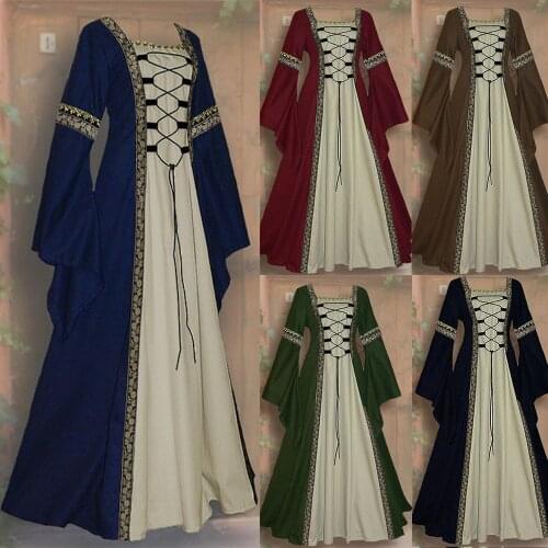 Gothic Medieval Dress Cosplay Carnival Halloween Costume for Women Retro Vestidos Court Long Robe Noble Princess Palace Party