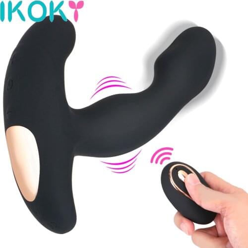 IKOKY Prostate Stimulator Vibrator Anal Plugs USB Recharge Dildo Silicone Wireless Vibrator Male Prostata Massager