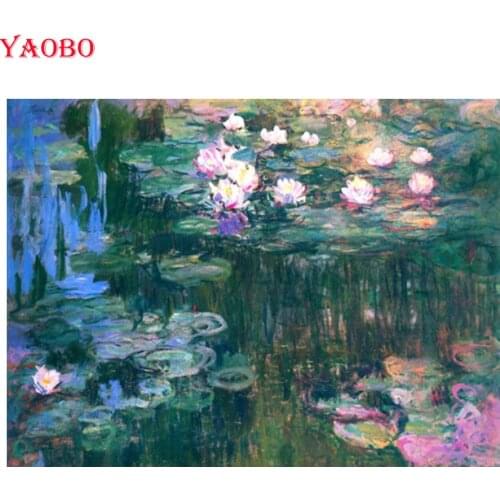 Square Round Claude Monet Famous Painting "Water lilies" 5D DIY Diamond Painting Full Embroidery Rhinestones Mosaic Decor