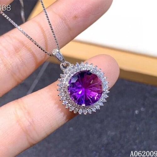 KJJEAXCMY fine jewelry 925 Sterling Silver inlaid Amethyst popular girl new Pendant Necklace hot selling