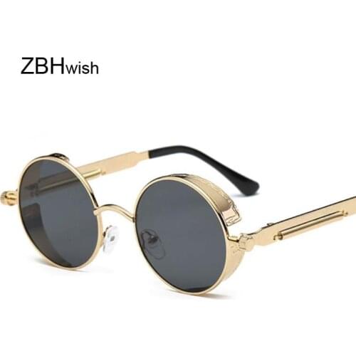 Round Metal Steampunk Sunglasses Men Women Fashion luxury sun Glasses Brand Designer Retro Vintage male Sunglasses oculos