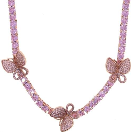 Fashion Cute Shining Crystal Butterfly Choker Necklace Iced Out 5a Rhinestone Jewelry Women Tassel Pendant Collar Necklace 2021