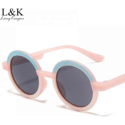 LongKeeper Fashion Kids Sunglasses Boys Girls Retro Round Children Sun Glasses Double Color Baby Cute Eyewear Shades UV400 Gafas