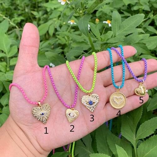 Fashionable Jewelry Gold Platting Loving Heart Evil Eyes Pendant Necklace