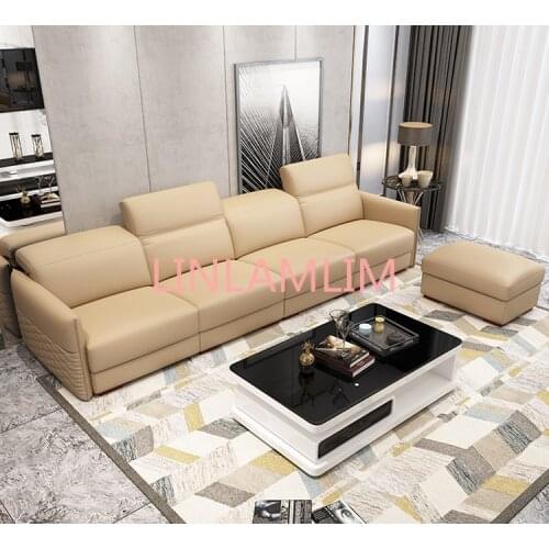 Living Room Sofa set furniture real genuine cow leather sofas recliner puff asiento muebles de sala canape 4 seater sofa cama