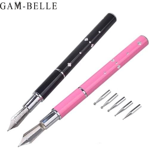 GAM-BELLE 1 Sets 6 Heads Stainless Steel Nail Art Dotting Pens Professional Pick Up Rhinestones Tools Nail Art Dotting Tool