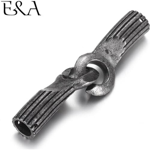 Stainless Steel Interlocking Clasps Set Lividity Hole 5mm Connector Leather Cord Easy Clasp DIY Bracelet Jewelry Making Findings