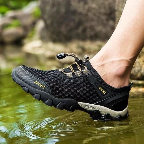 Big Size Outdoor Non Slip Mens Running Shoes Male Sneakers Man Sport Shoes Summer Mens Sports Shoes Black Aqua Beach GMB-1946