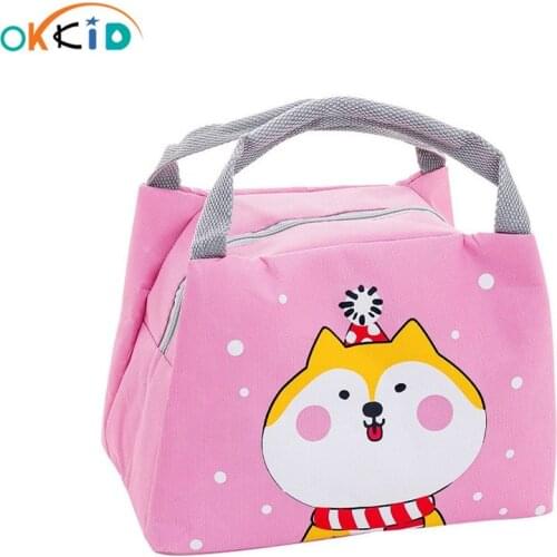 OKKID student lunchbag portable insulated thermal food pack picnic bags for women kids functional lunch box girls cooler bag