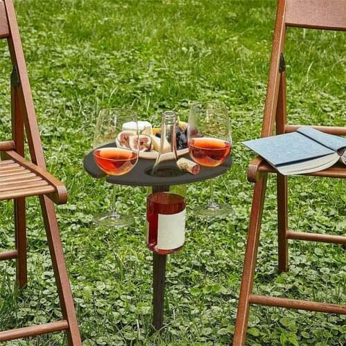 Outdoor Portable Foldable Wine Table with Round Desktop Mini Wooden Easy To Carry Rack Picnic Party Travel Tools Dropshipping